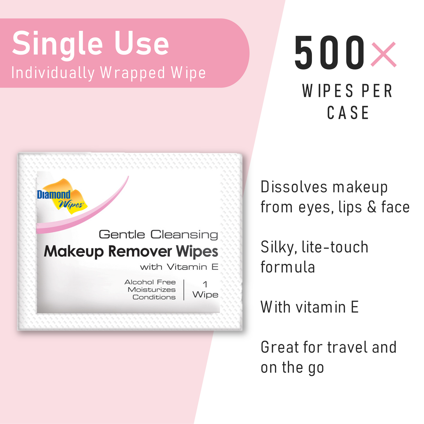 Diamond Wipes Makeup Remover Wipes Individual Wrapped