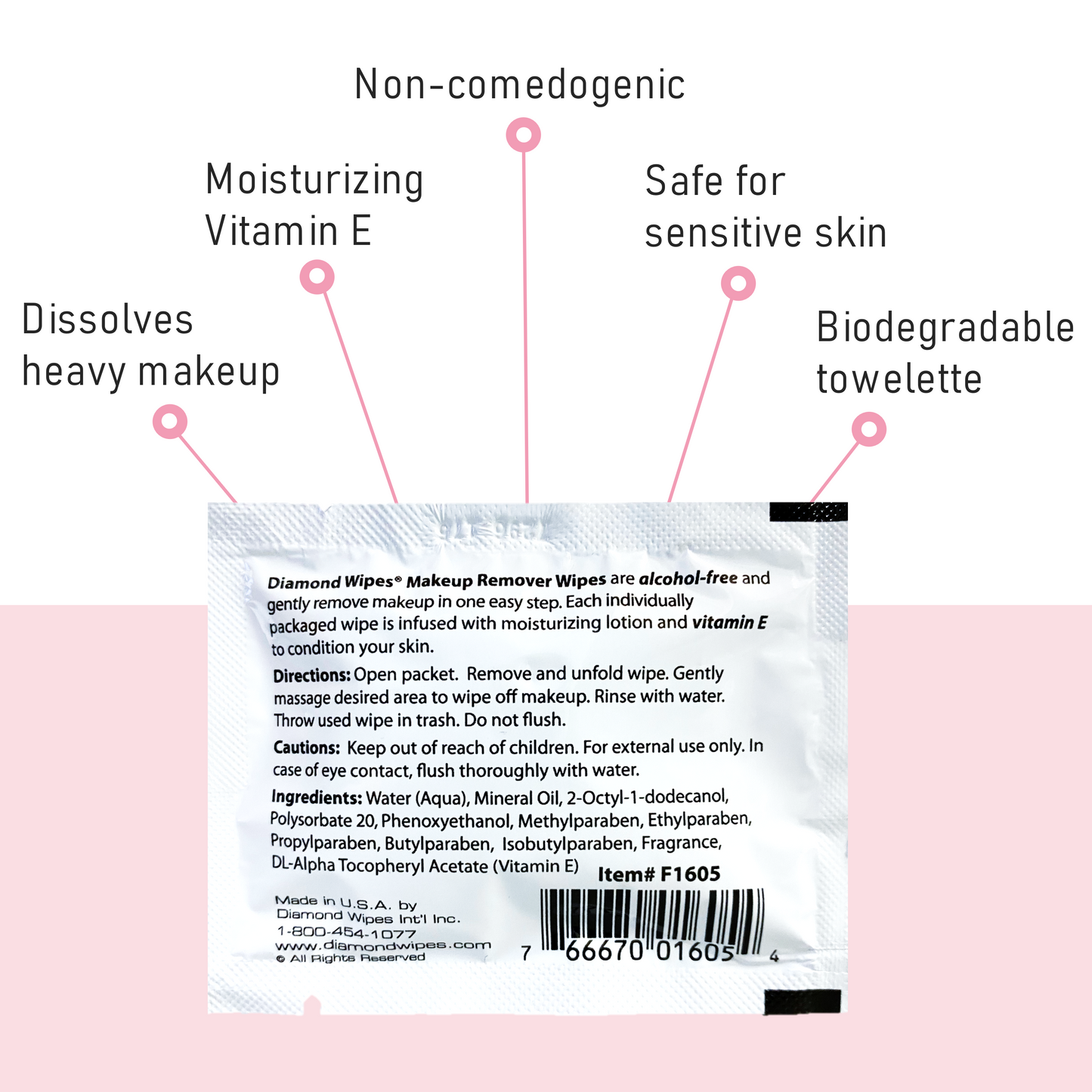Diamond Wipes Makeup Remover Wipes Individual Wrapped