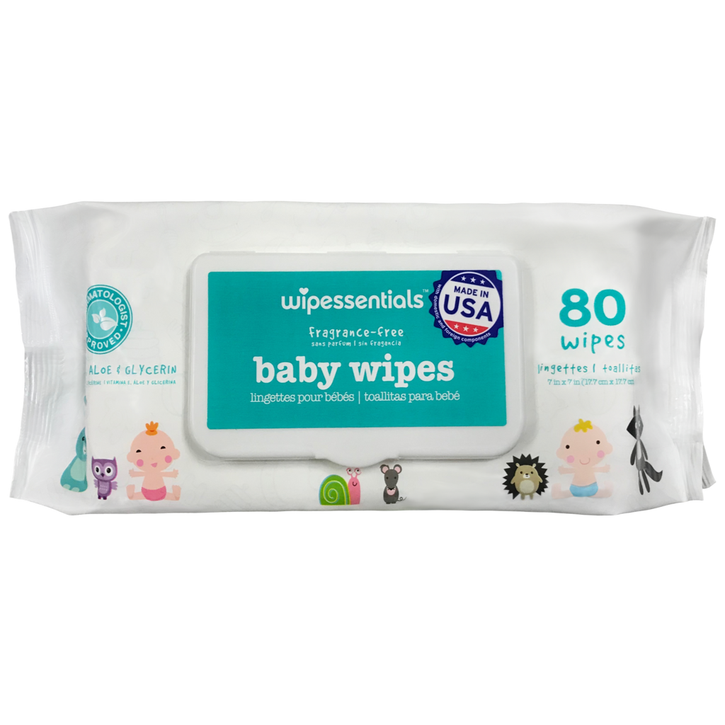 Wipessential™ 
Baby Wipes Unscented
Soft Pack with Flip Lid  80 wipes/pack (960/case)
