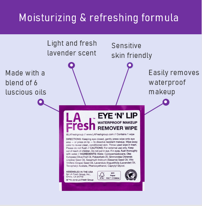 LA Fresh Waterproof Makeup Remover Wipes Individual Wrapped