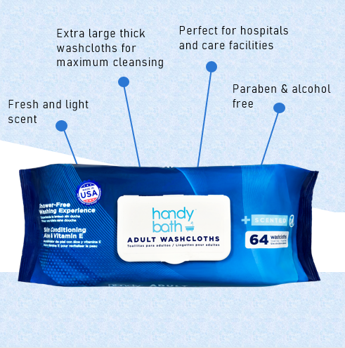 HandyBath Adult Washcloths Scented 64 ct Wipes Flow Pack – Diamond