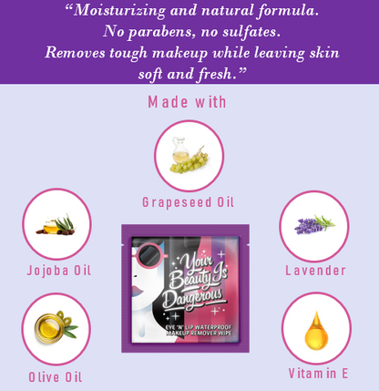LA Fresh Waterproof Makeup Remover Wipes Individual Wrapped