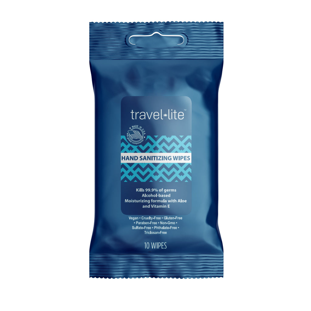 Travel Lite 65% Alcohol Hand Sanitizing Wipes- 10 ct Soft pack